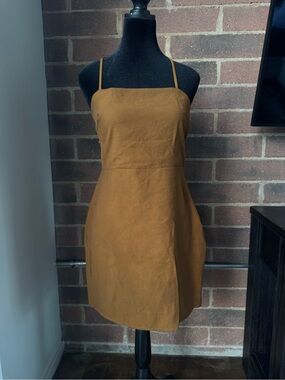 Forever 21 Lace-Up Backless Mini Dress in Mustard-Brown